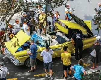  ??  ?? One of the standouts, thanks to its prime position and nationwide televised ad campaign, was Mercury Energy’s electric-powered ’57 Ford Fairlane, which drew constant crowds throughout the day