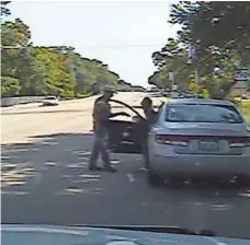  ?? AP ?? In this dashcam image from July 10, 2015, Texas State Trooper Brian Encinia confronts Sandra Bland after a minor traffic infraction in Waller County.
