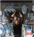  ??  ?? What’s a bull to do in a china shop?