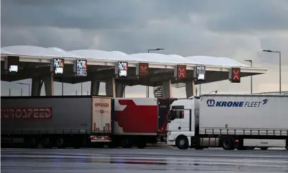  ?? Photograph: Sarah Meyssonnie­r/Reuters ?? Lorries preparing to enter the Port of Calais to board ferries to Britain.