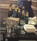  ??  ?? DOWNED: Empty champagne bottles after Fox’s Commons party