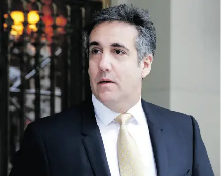  ?? RICHARD DREW / THE ASSOCIATED PRESS ?? Michael Cohen, Trump’s former personal lawyer, has pleaded guilty to breaking campaign finance laws.