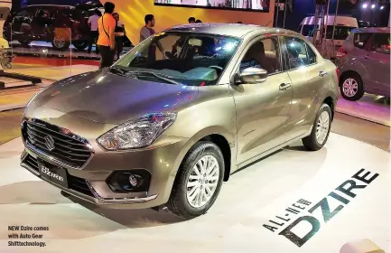  ??  ?? NEW Dzire comes with Auto Gear Shifttechn­ology.