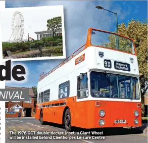  ?? ?? The 1976 GCT double-decker. Inset, a Giant Wheel will be installed behind Cleethorpe­s Leisure Centre