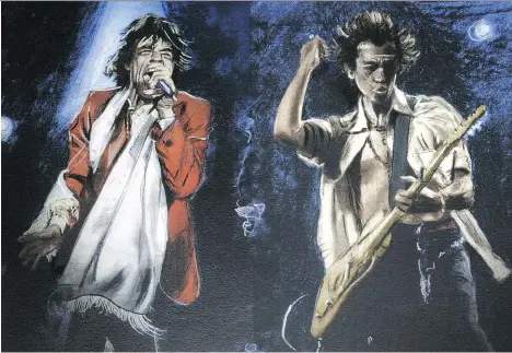  ??  ?? Mick Jagger and Keith Richards were painted by Rolling Stones bandmate and good friend Ronnie Wood.