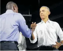  ?? Photo / AP ?? Former President Barack Obama campaigned for Democratic governor candidate Andrew Gillum in Miami, Florida.