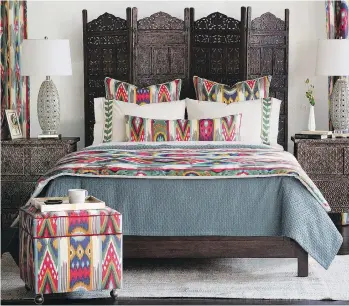  ?? EASTERN ACCENTS ?? Strong colours and an exotic pattern star in the Akela Bedset from Eastern Accents.