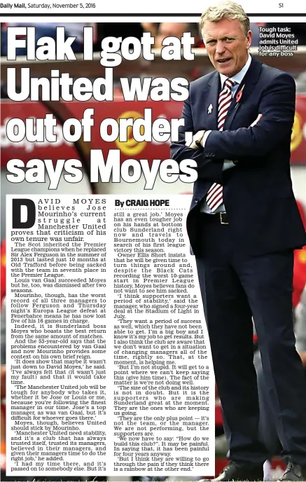  ??  ?? Tough task: David Moyes admits United job is difficult for any boss