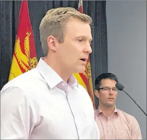  ?? CP PHOTO ?? New Brunswick Premier Brian Gallant addresses a news conference in Fredericto­n Thursday about flooding in the province. He announced that a team from the Canadian Armed Forces will conduct a reconnaiss­ance mission to determine what assistance it can...
