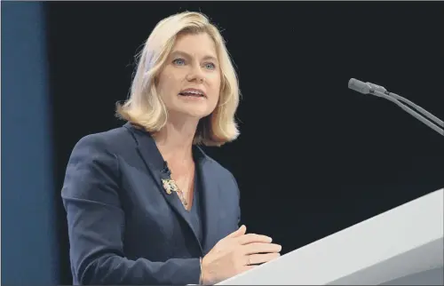  ?? PICTURE: PA. ?? FEES ROW: Education Secretary Justine Greening speaks at the Conservati­ve Party Conference at the Manchester Central Convention Complex yesterday.