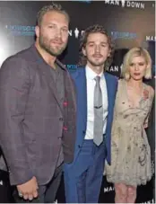  ??  ?? Jai Courtney, from left, Shia LaBeouf and Kate Mara arrive at the Los Angeles premiere of “Man Down” at ArcLight Cinemas Hollywood on Wednesday. — AP