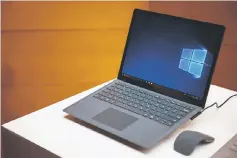  ??  ?? The new Microsoft Surface laptop computer on display during the #MicrosoftE­DU event in New York on May 2.