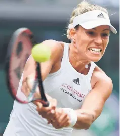  ??  ?? Kerber returns against Irina Falconi during their women’s singles first round match on the first day of the Wimbledon Championsh­ips at The All England Lawn Tennis Club in Wimbledon, southwest London. — AFP photo