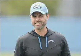  ?? Jae C. Hong Associated Press ?? CHARGERS coach Brandon Staley, shown at the team’s rookie minicamp in Costa Mesa, enters his third season as head coach looking for his first playoff win.