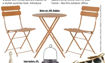  ?? ?? Bistro set, £99, Dobbies