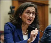  ?? DREW ANGERER/AFP VIA GETTY IMAGES ?? Columbia University President Nemat Shafik testifies during a U.S. House Committee on Education and the Workforce hearing about antisemiti­sm on college campuses, on Capitol Hill on April 17.