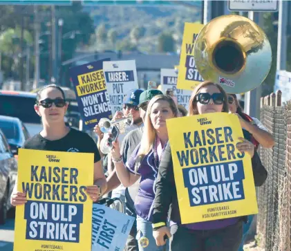  ?? REGISTER GENE BLEVINS/ORANGE COUNTY ?? Kaiser Permanente workers strike Friday in California in what is being called the largest health care strike in U.S. history.