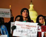  ?? Sam Owens/Staff photograph­er ?? Jazmin Cazares, from left, Ana Rodriguez and Thalia Garcia rally for gun laws in Washington in December.