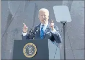  ?? SUSAN WALSH — THE ASSOCIATED PRESS ?? President Joe Biden speaks during an event marking the 10th anniversar­y of the dedication of the Martin Luther King Jr. Memorial in Washington on Thursday.
