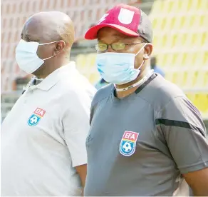  ?? (File pic) ?? National team Sihlangu Coach Dominic Kunene and Assistant Anthony Mdluli.