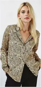  ??  ?? Gold leaf shirt, £42, topshop.com