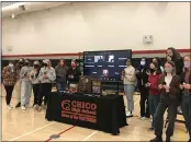  ?? SHARON MARTIN — ENTERPRISE-RECORD ?? The Chico High girls soccer team poses with their NorCal championsh­ip rings Wednesday at the Lincoln Center in Chico. The seniors from last year’s team participat­ed through Zoom.