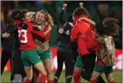  ?? GARY DAY — THE ASSOCIATED PRESS ?? Players of Morocco celebrate after the Women's World Cup Group H match between Morocco and Colombia in Perth, Australia on Thursday.