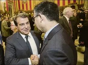  ?? FOTO: PERE PUNTÍ ?? Joan Laporta sucedió a Josep Maria Bartomeu en el cargo de presidente culé