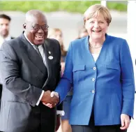  ??  ?? German Chancellor Angela Merkel with Ghana President Nana Akufo-Addo in Berlin. (AP)