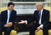  ?? SEAN KILPATRICK, THE CANADIAN PRESS ?? Prime Minister Justin Trudeau meets with U.S. President Donald Trump in the Oval Office of the White House, in Washington, D.C., on Feb. 13.