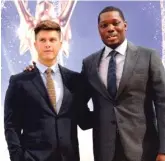  ?? CHRIS PIZZELLO/INVISION/AP ?? Colin Jost (left) and Michael Che are co-hosts for Monday’s Emmy Awards show.