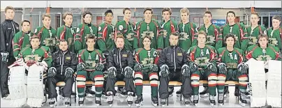  ?? SUBMITTED PHOTO ?? The Mid-Isle Matrix is the host team for this week’s Atlantic Major Bantam AAA Hockey Championsh­ip in Cornwall. Team members, front row, from left, are Matt Jelley, assistant coach Mitchell DesRoches, Marc Richard, assistant coach Ryan Ramsay, Kayden...