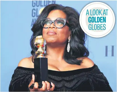  ?? Picture: EPA-EFE ?? ALWAYS A WINNER. Oprah Winfrey holds the 2018 Golden Globe Cecil B DeMille Lifetime Achievemen­t Award during the 75th annual Golden Globe Awards ceremony in Beverly Hills, California, on Sunday.