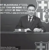  ??  ?? Bartomeu dhe Mesi duke firmosur kontratën e rinovimit