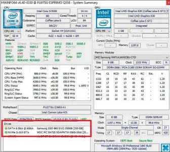  ??  ?? Bevor Sie eine M.2-SSD kaufen, müssen Sie sich vergewisse­rn, wie der Flashspeic­her mit dem System verbunden ist. Steckt eine Platte im Steckplatz, gibt ein Systemtool wie Hwinfo sichere Auskunft.