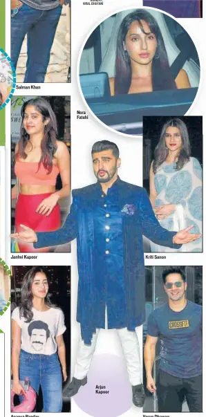  ?? PHOTOS: PRODIP GUHA/HT, VIRAL BHAYANI ?? Salman Khan
Janhvi Kapoor
Ananya Panday
Nora Fatehi
Arjun Kapoor
Alia Bhatt iti a
Varun Dhawan