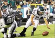  ?? ROBERT J. GURECKI- DIGITAL FIRST MEDIA ?? Eagles QB Sam Bradford drops the ball in the second half of the contest with Dallas.