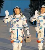  ?? Photos / AP ?? The three-member crew will stay in the Tianhe space station for three months.