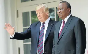  ?? Picture: Getty Images/Win McNamee ?? US President Donald Trump with Kenyan President Uhuru Kenyatta at the White House. Last week, US national security adviser John Bolton unveiled the US’s Africa strategy.