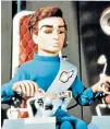  ??  ?? Rimmer and Scott Tracy, pilot of Thunderbir­d 1 in Gerry and Sylvia Anderson’s popular puppet series