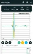  ?? ?? Mitte: Erdbebenme­ssgerät erfasst – nicht nur bei Erdbeben – Vibratione­n, wenn das Smartphone ruhig liegt . Die Daten können zur Auswertung auf dem PC im CSV-Format exportiert werden.