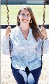  ?? STACI VANDAGRIFF/RIVER VALLEY & OZARK EDITION ?? Melissa Spence sits in a swing on the Theodore Jones Elementary School playground in Conway, where she teaches first grade. Spence, the Conway School District Teacher of the Year, was named one of four state semifinali­sts for 2020 Arkansas Teacher of the Year. She said the announceme­nt was “surreal” and “mind-blowing.”