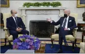  ?? EVAN VUCCI — THE ASSOCIATED PRESS ?? President Joe Biden meets with Israeli Prime Minister Naftali Bennett in the Oval Office of the White House in Washington on Friday.