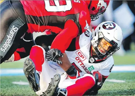  ?? AL CHAREST/POSTMEDIA ?? After finding himself under fire against the Calgary Stampeders last week, Redblacks quarterbac­k Trevor Harris is expecting more of the same from an aggressive Toronto Argonauts defensive line on Saturday night at TD Place.