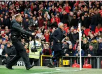  ?? (Phil Noble/Reuters) ?? MANCHESTER UNITED manager Jose Mourinho runs off the pitch at half time during the Manchester United v Newcastle United match two weeks ago at Old Trafford.