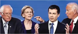  ??  ?? los candidatos Bernie Sanders, Elizabeth Warren, Pete Buttigieg y Joe Biden