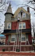  ??  ?? THE ZIMRICK GROUP has spent more than a year renovating an historic mixed use building at Hanover and Chestnut streets, including a new heating and cooling system, new roof and wooden siding shingles, and new paint inside and out.