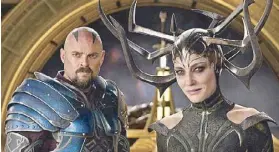  ??  ?? Hela (Cate Blanchett) and Skurge (Karl Urban) stage a coup on Asgard.