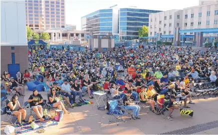  ?? JIM THOMPSON/JOURNAL ?? Hundreds of fans gathered at Civic Plaza for a watch party for the New Mexico United’s U.S. Open Cup match at Minnesota. New Mexico lost 6-1.