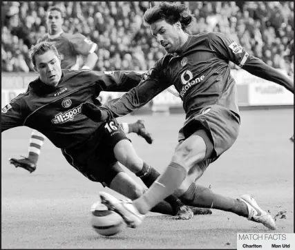  ??  ?? Back on the attack... Ruud van Nistelrooy takes on Charlton’s goalkeeper Stephan Andersen